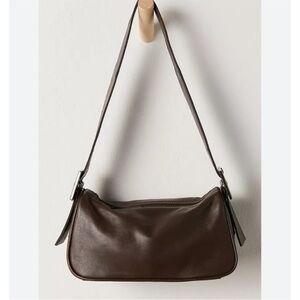 Free People Arm Candy Bag Espresso Brown Leather Purse Studs Silver NEW NWT